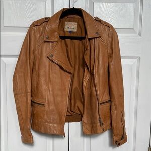 Tan Leather Moto Jacket